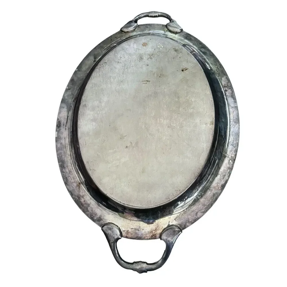Wm Rogers & Sons Victorian Rose Tray 1981 Silverplate 24‎ Inch Two Handle VTG